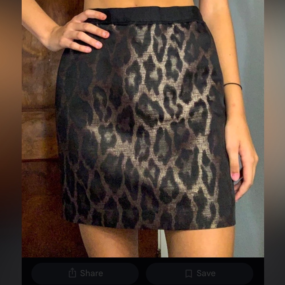 ANN TAYLOR METALLIC ANIMAL PRINT SKIRT